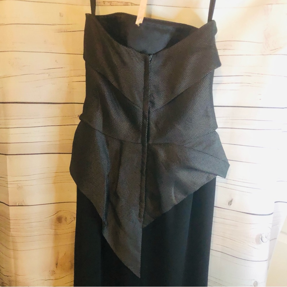 Wayne Clark Elegant Black Strapless Peplum Cocktail Gown Size 8